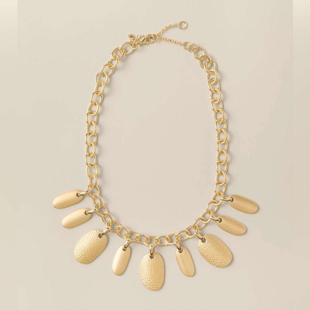 NWT Ann Taylor Hammered Gold Charm Necklace